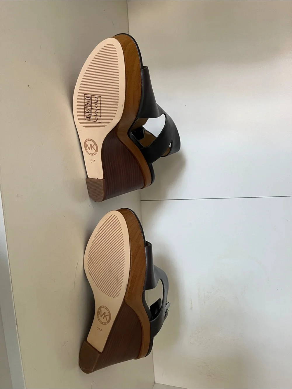 Michael Kors black Leather Platform Ankle-Strap Sandals
